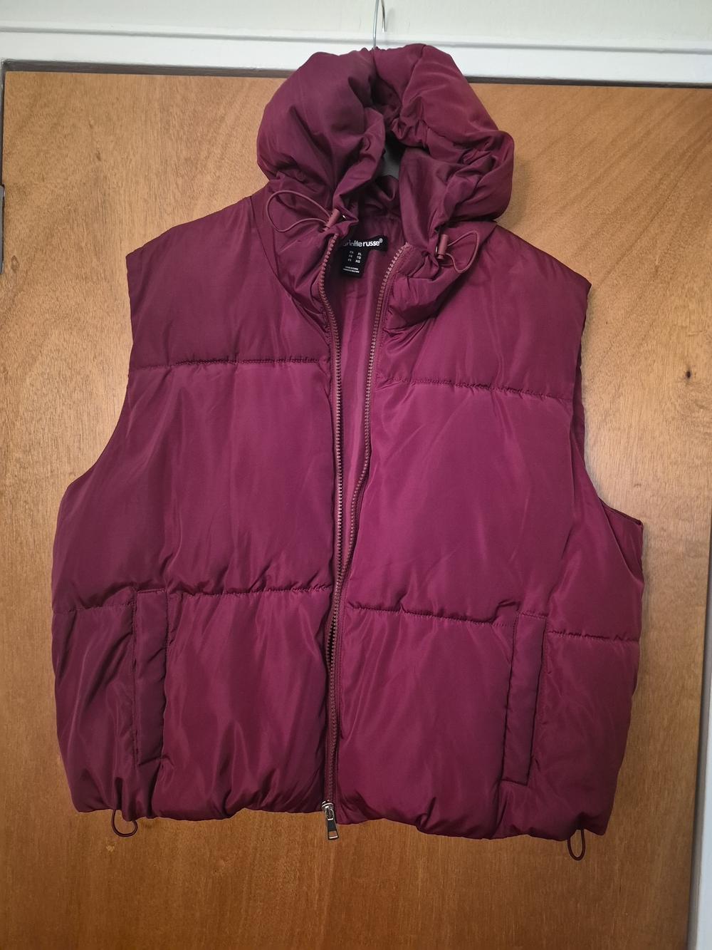 Maroon Puffer Vest with Hood